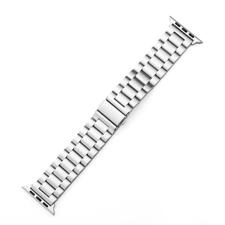 For Apple Watch 42mm / 41mm / 40mm / 38mm xDfind Three Beads Fold Buckle Stainless Steel Watch Band(Silver) by xDfind