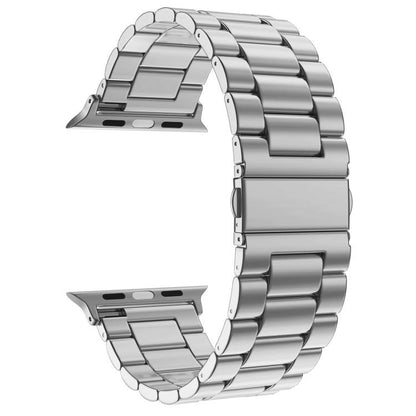 For Apple Watch 42mm / 41mm / 40mm / 38mm xDfind Three Beads Fold Buckle Stainless Steel Watch Band(Silver) by xDfind