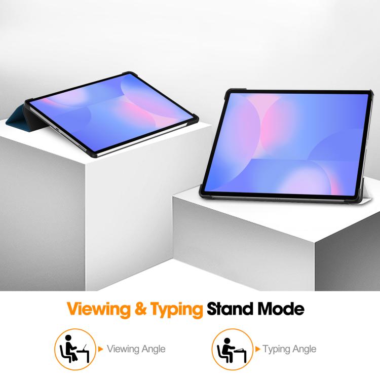 For Samsung Galaxy Tab S10 FE+ Custer Painted 3-Fold Holder Smart Leather Tablet Case(Lazy Cat) by bashfashion