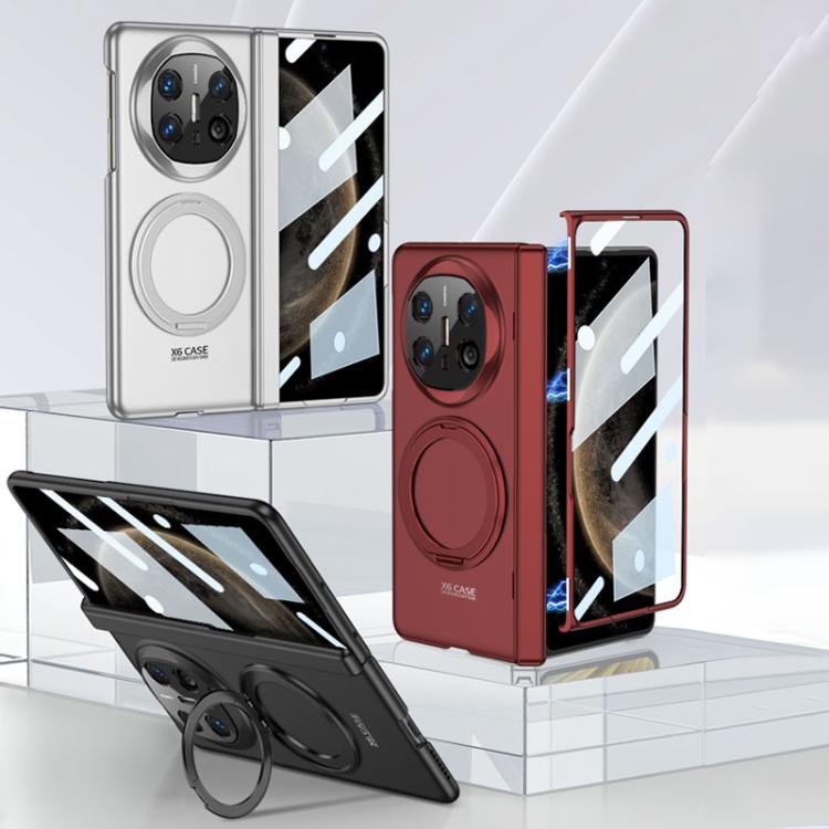 For Huawei Mate X6 GKK Integrated Magnetic Folding Hinge Ultra-thin Phone Case with Rotating Stand(Red) by GKK