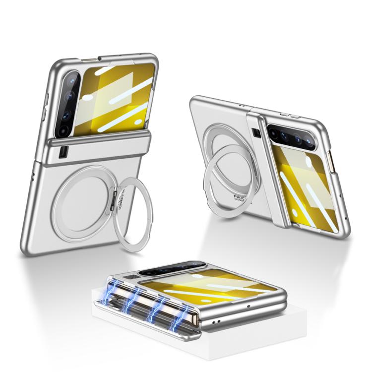 For Huawei Pura X GKK Ultra-thin Full Cover Magnetic Folding Hinge Phone Case with Rotating Bracket(Silver) by GKK