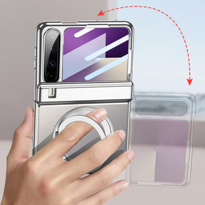 For Huawei Pura X GKK Folding Magnetic Hinge Phantom Phone Case with Rotating Stand(Silver) by GKK