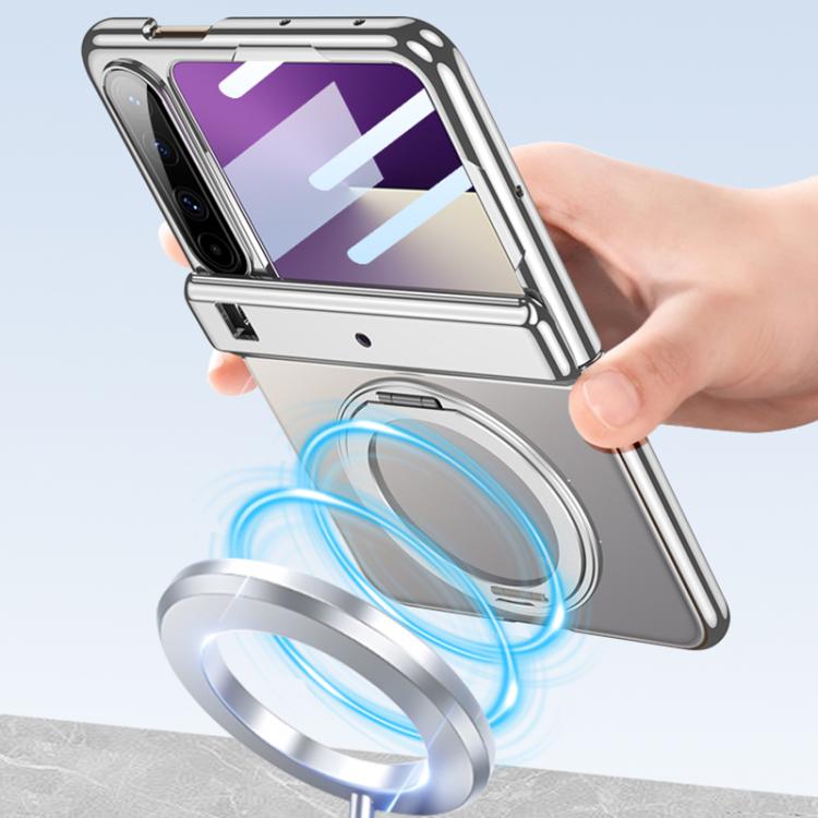 For Huawei Pura X GKK Folding Magnetic Hinge Phantom Phone Case with Rotating Stand(Silver) by GKK