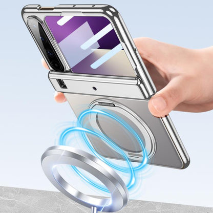 For Huawei Pura X GKK Folding Magnetic Hinge Phantom Phone Case with Rotating Stand(Silver) by GKK