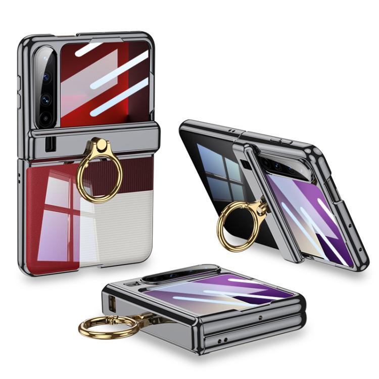 For Huawei Pura X GKK Folding Magnetic Hinge Phantom Phone Case with Ring Holder(Black) by GKK