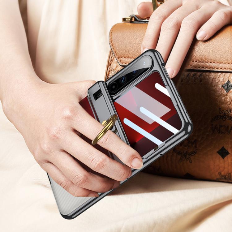 For Huawei Pura X GKK Folding Magnetic Hinge Phantom Phone Case with Ring Holder(Black) by GKK