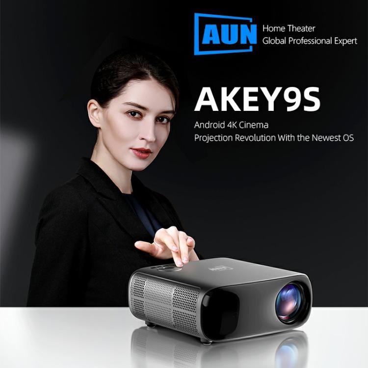 AUN AKEY9S 1080P 1000ANSI Autofocus WIFI Display Smart Projector, UK Plug(Black) by AUN