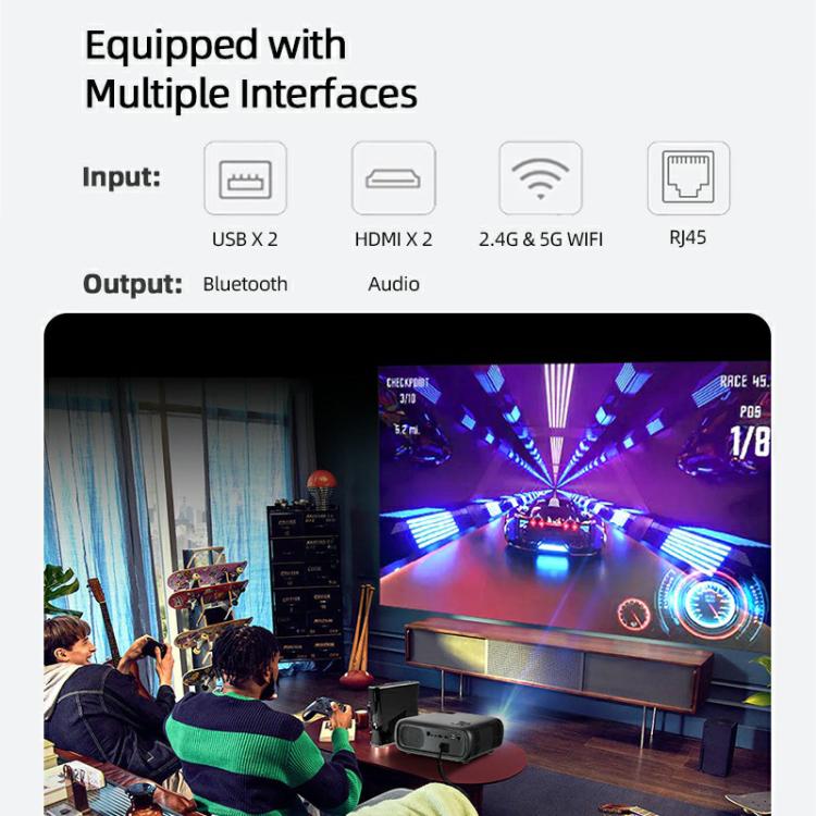 AUN AKEY9S 1080P 1000ANSI Autofocus WIFI Display Smart Projector, UK Plug(Black) by AUN