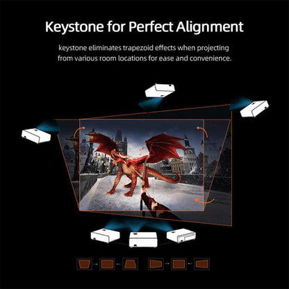 AUN AKEY9S 1080P 1000ANSI Autofocus WIFI Display Smart Projector, UK Plug(Black) by AUN