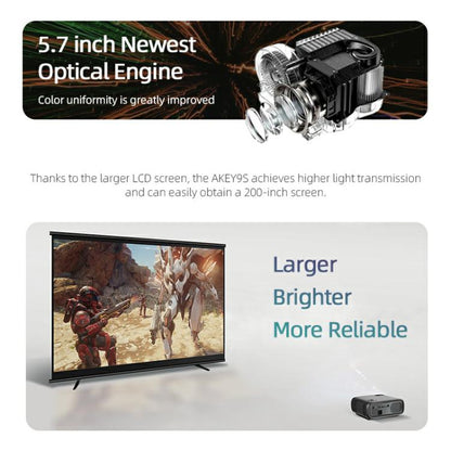 AUN AKEY9S 1080P 1000ANSI Autofocus WIFI Display Smart Projector, UK Plug(Black) by AUN