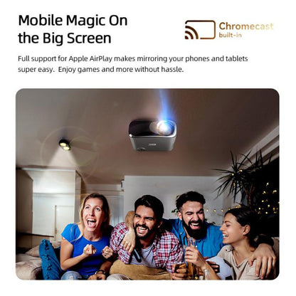 AUN AKEY9S 1080P 1000ANSI Autofocus WIFI Display Smart Projector, UK Plug(Black) by AUN