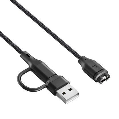 For Garmin Fenix 8 / 7X / 6S Pro xDfind 2 in 1 Type-C and USB-A Ports Watch Charging Cable, Length: 1m(Black) by xDfind