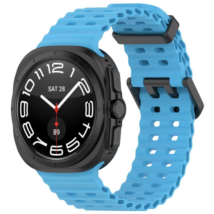 For Samsung Galaxy Watch Ultra 47mm / Ultra 2025 xDfind Ocean Hole Dual Buckle Silicone Watch Band(Sky Blue) by xDfind