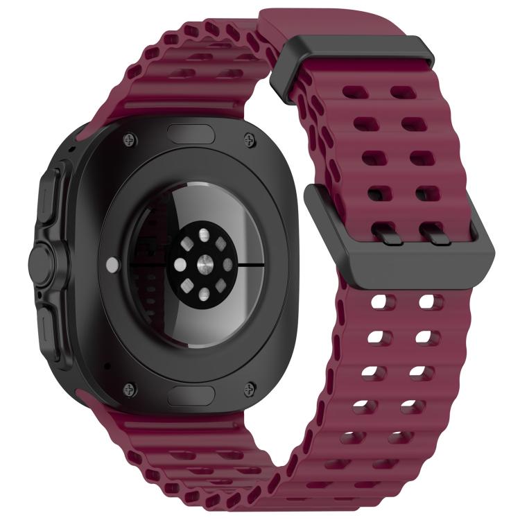 For Samsung Galaxy Watch Ultra 47mm / Ultra 2025 xDfind Ocean Hole Dual Buckle Silicone Watch Band(Wine Red) by xDfind