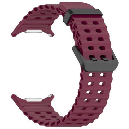 For Samsung Galaxy Watch Ultra 47mm / Ultra 2025 xDfind Ocean Hole Dual Buckle Silicone Watch Band(Wine Red) by xDfind
