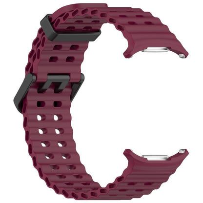 For Samsung Galaxy Watch Ultra 47mm / Ultra 2025 xDfind Ocean Hole Dual Buckle Silicone Watch Band(Wine Red) by xDfind