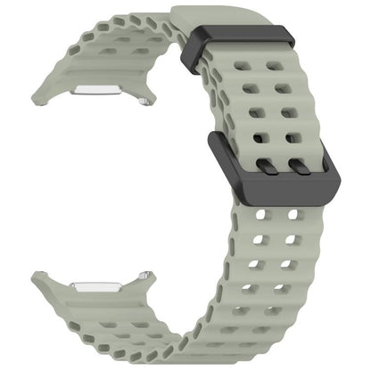 For Samsung Galaxy Watch Ultra 47mm / Ultra 2025 xDfind Ocean Hole Dual Buckle Silicone Watch Band(Gray Green) by xDfind
