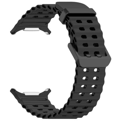 For Samsung Galaxy Watch Ultra 47mm / Ultra 2025 xDfind Ocean Hole Dual Buckle Silicone Watch Band(Black) by xDfind