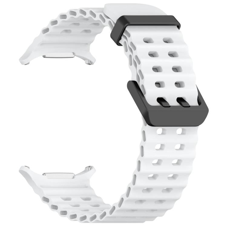 For Samsung Galaxy Watch Ultra 47mm / Ultra 2025 xDfind Ocean Hole Dual Buckle Silicone Watch Band(White) by xDfind