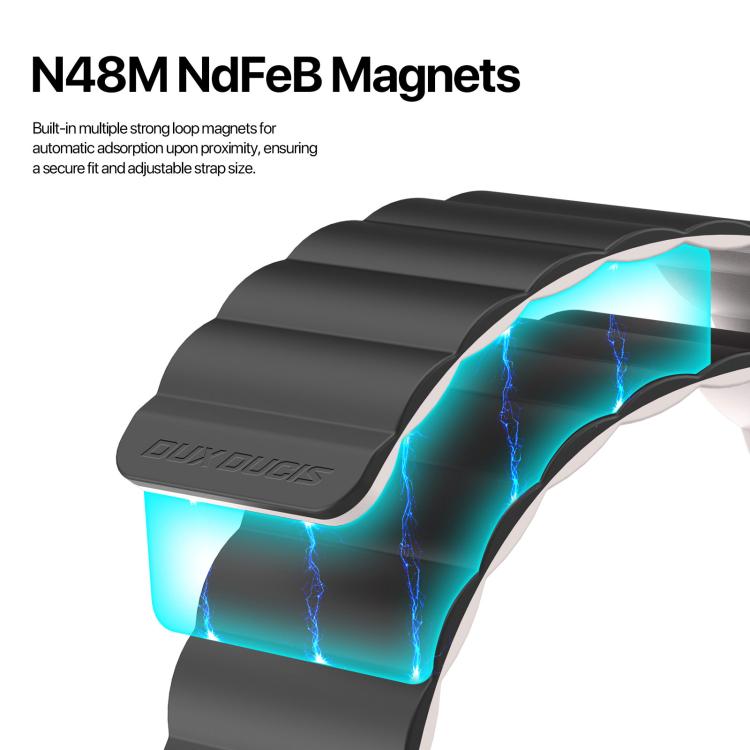 For Apple Watch 46mm / 49mm / 45mm / 44mm DUX DUCIS SD Series Double-Sided Blind Insert Silicone Magnetic Watch Strap(Black + Starlight) by DUX DUCIS