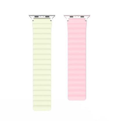 For Apple Watch 46mm / 49mm / 45mm / 44mm DUX DUCIS SD Series Double-Sided Blind Insert Silicone Magnetic Watch Strap(Light Pink + Light Green) by DUX DUCIS