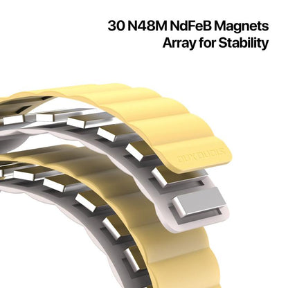 For Apple Watch 46mm / 49mm / 45mm / 44mm DUX DUCIS SD Series Double-Sided Blind Insert Silicone Magnetic Watch Strap(Light Yellow + Starlight) by DUX DUCIS