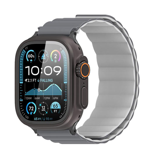 For Apple Watch 46mm / 49mm / 45mm / 44mm DUX DUCIS SD Series Double-Sided Blind Insert Silicone Magnetic Watch Strap(Dark Grey + Light Grey) by DUX DUCIS