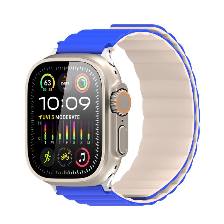 For Apple Watch 42mm / 41mm / 40mm / 38mm DUX DUCIS SD Series Double-Sided Blind Insert Silicone Magnetic Watch Strap(Klein Blue + Beige) by DUX DUCIS