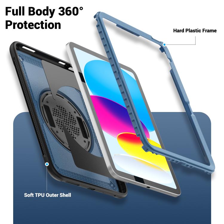 For iPad 2025 / 2022 Honeycomb Hand Grip Turntable Stand Tablet Case(Navy Blue) by bashfashion