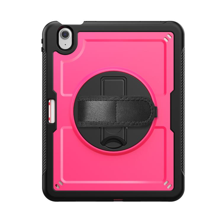 For iPad Air 11 2025 / 2024 Honeycomb Hand Grip Turntable Stand Tablet Case(Rose Red) by bashfashion