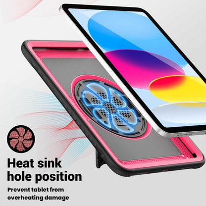 For iPad Air 11 2025 / 2024 Honeycomb Hand Grip Turntable Stand Tablet Case(Rose Red) by bashfashion