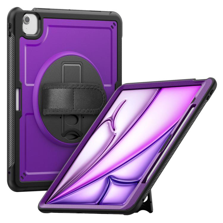 For iPad Air 13 2025 / 2024 Honeycomb Hand Grip Turntable Stand Tablet Case(Purple) by bashfashion