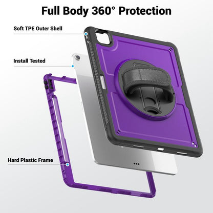For iPad Air 13 2025 / 2024 Honeycomb Hand Grip Turntable Stand Tablet Case(Purple) by bashfashion