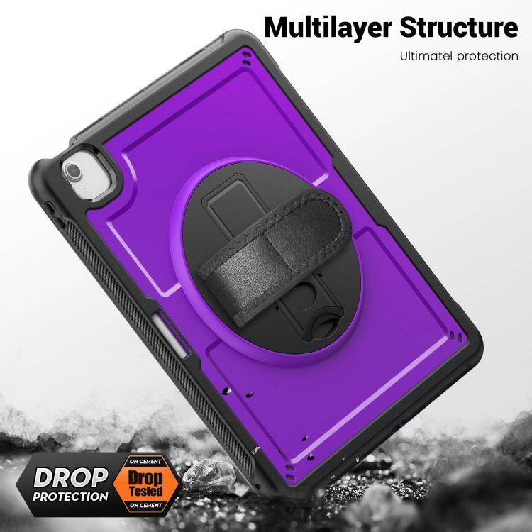For iPad Air 13 2025 / 2024 Honeycomb Hand Grip Turntable Stand Tablet Case(Purple) by bashfashion