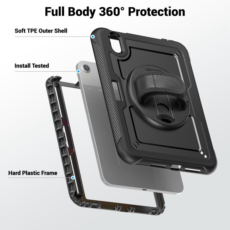 For iPad mini 2024 / mini 6 Honeycomb Hand Grip Turntable Stand Tablet Case(Black) by bashfashion
