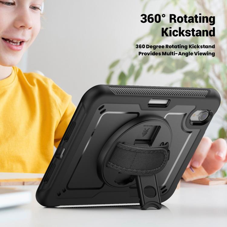 For iPad mini 2024 / mini 6 Honeycomb Hand Grip Turntable Stand Tablet Case(Black) by bashfashion