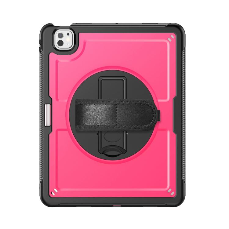 For iPad Pro 13 2025 / 2024 Honeycomb Hand Grip Turntable Stand Tablet Case(Rose Red) by bashfashion