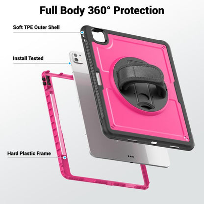 For iPad Pro 13 2025 / 2024 Honeycomb Hand Grip Turntable Stand Tablet Case(Rose Red) by bashfashion