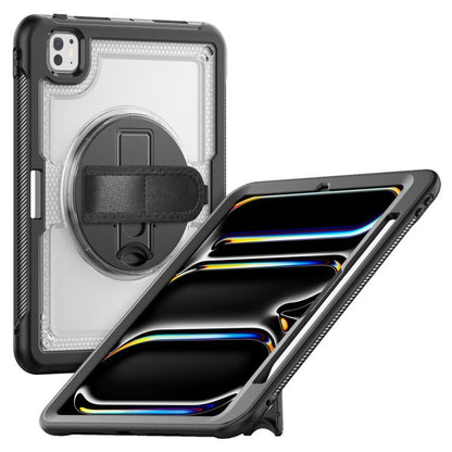 For iPad Pro 11 2025 / 2024 Honeycomb Hand Grip Turntable Stand Tablet Case(Transparent) by bashfashion