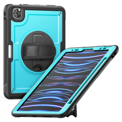 For iPad Air 2022 10.9 / Pro 11 2022 Honeycomb Hand Grip Turntable Stand Tablet Case(Light Blue) by bashfashion