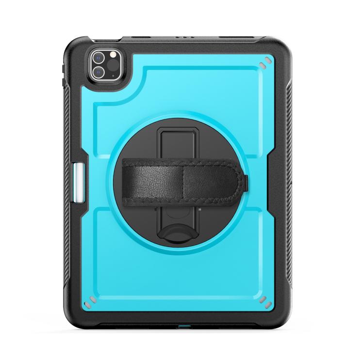 For iPad Air 2022 10.9 / Pro 11 2022 Honeycomb Hand Grip Turntable Stand Tablet Case(Light Blue) by bashfashion