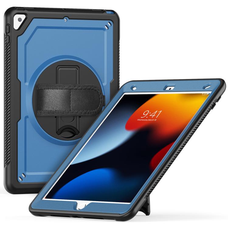 For iPad 10.2 2021 / 2020 / 10.5 2019 Honeycomb Hand Grip Turntable Stand Tablet Case(Navy Blue) by bashfashion