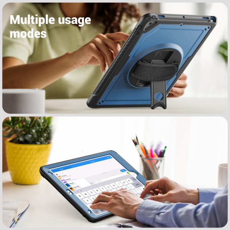 For iPad 10.2 2021 / 2020 / 10.5 2019 Honeycomb Hand Grip Turntable Stand Tablet Case(Navy Blue) by bashfashion