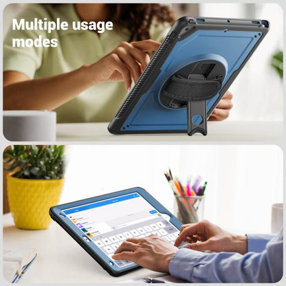 For iPad 10.2 2021 / 2020 / 10.5 2019 Honeycomb Hand Grip Turntable Stand Tablet Case(Navy Blue) by bashfashion
