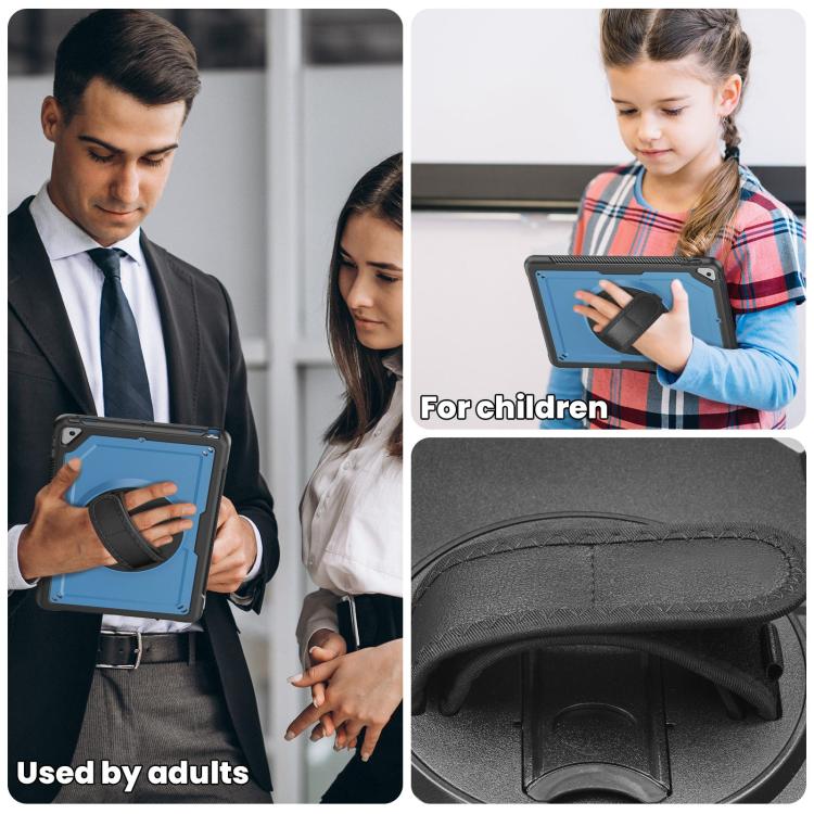 For iPad 10.2 2021 / 2020 / 10.5 2019 Honeycomb Hand Grip Turntable Stand Tablet Case(Navy Blue) by bashfashion