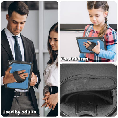 For iPad 10.2 2021 / 2020 / 10.5 2019 Honeycomb Hand Grip Turntable Stand Tablet Case(Navy Blue) by bashfashion