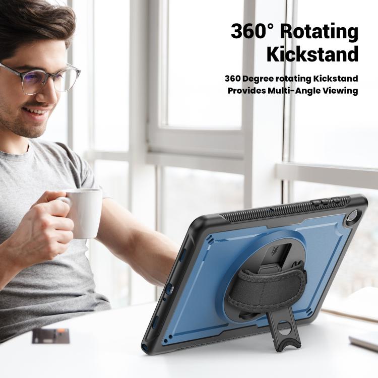 For Samsung Galaxy Tab A11+ / A9+ Honeycomb Hand Grip Turntable Stand Tablet Case(Navy Blue) by bashfashion