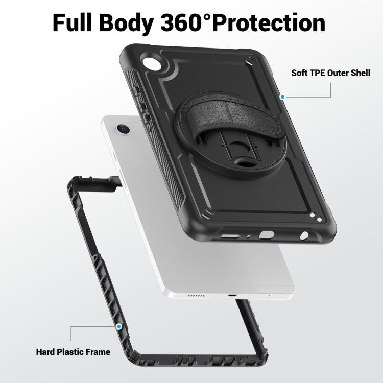 For Samsung Galaxy Tab A11 / A9 Honeycomb Hand Grip Turntable Stand Tablet Case(Black) by bashfashion