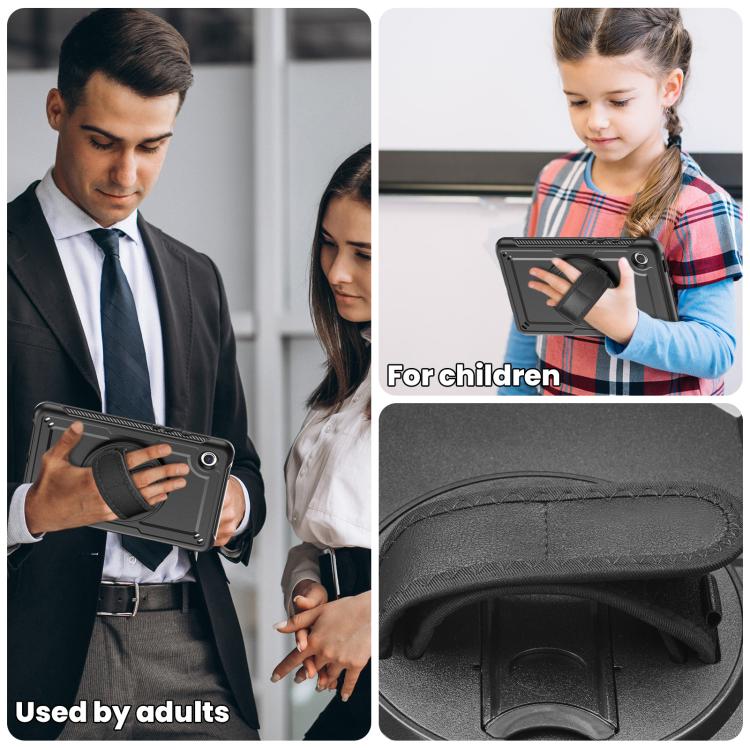 For Samsung Galaxy Tab A11 / A9 Honeycomb Hand Grip Turntable Stand Tablet Case(Black) by bashfashion