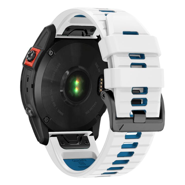 For Garmin 22mm Two Color Screw Buckle Quick Release Silicone Watch Band(White Blue) by bashfashion